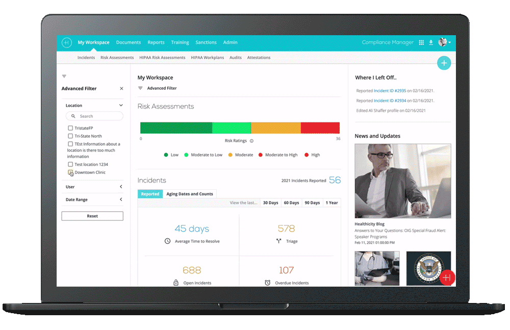 Animated GIF of Compliance Manager Software